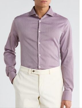 Ted Baker Slim Fit Four-Season Performance Dress Shirt Size 16 Microdot